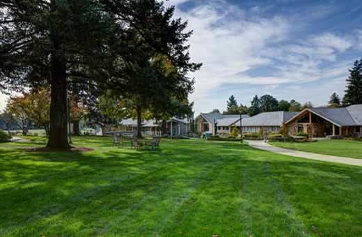 The quiet countryside promotes an atmosphere of respect, serenity, and support.