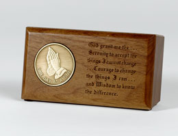 Product: Serenity Prayer Walnut Medallion Holder