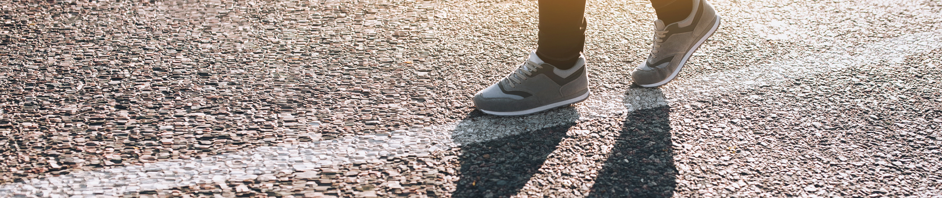 Walking a straight white line along roadway