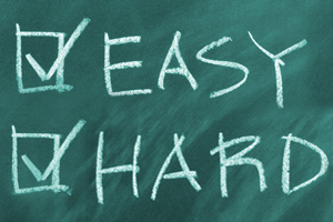 Chalkboard with message of choices: Easy - Hard