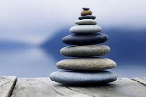 stones stacked up on a dock