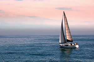 Sailboat on the open ocean
