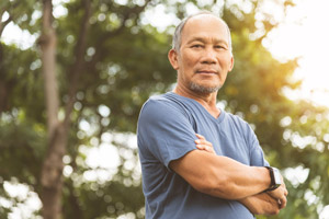A man standing in a park like setting